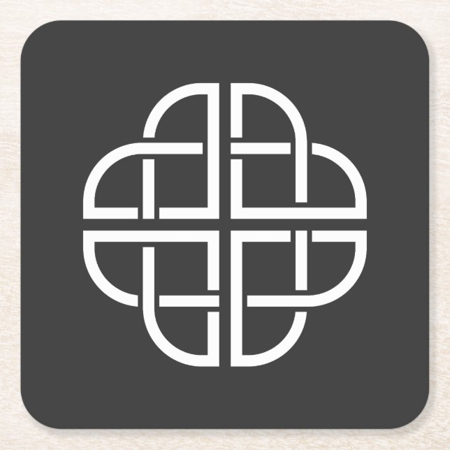 Celtic Knot - Symbol för fyraLöv Klöver Underlägg Papper Kvadrat (Framsidan)