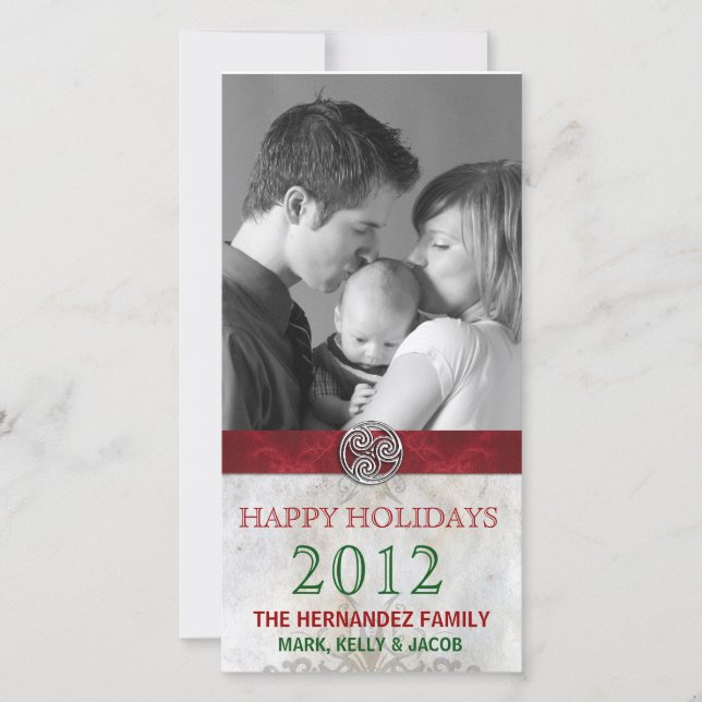 Celtic Knot Triskelion Helgdag julfoto Julkort (Framsida)