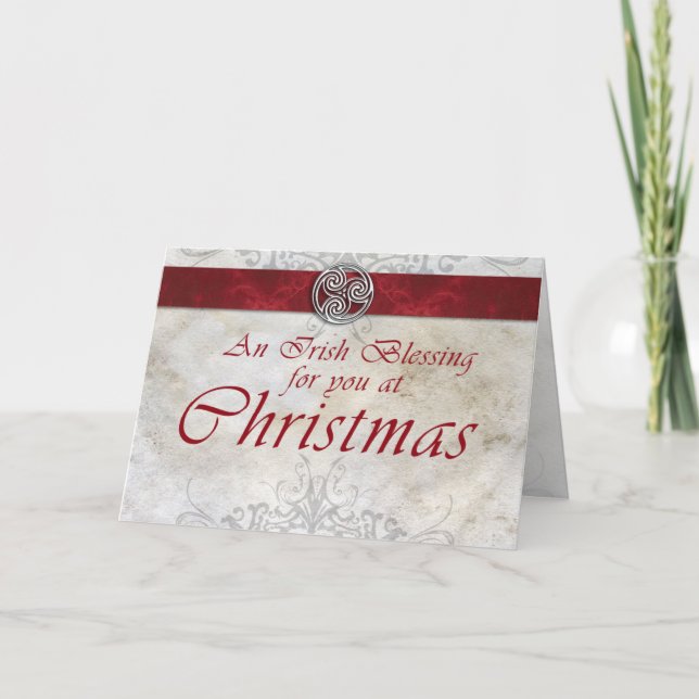 Celtic Knot Triskelion Red & Grönt-julkort Helgkort (Framsida)