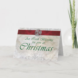 Celtic Knot Triskelion Red & Grönt-julkort Helgkort