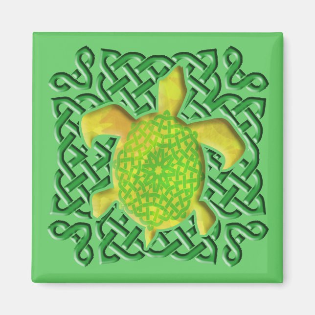 Celtic Knot Turtle (Grönt) Magnets Magnet (Framsidan)