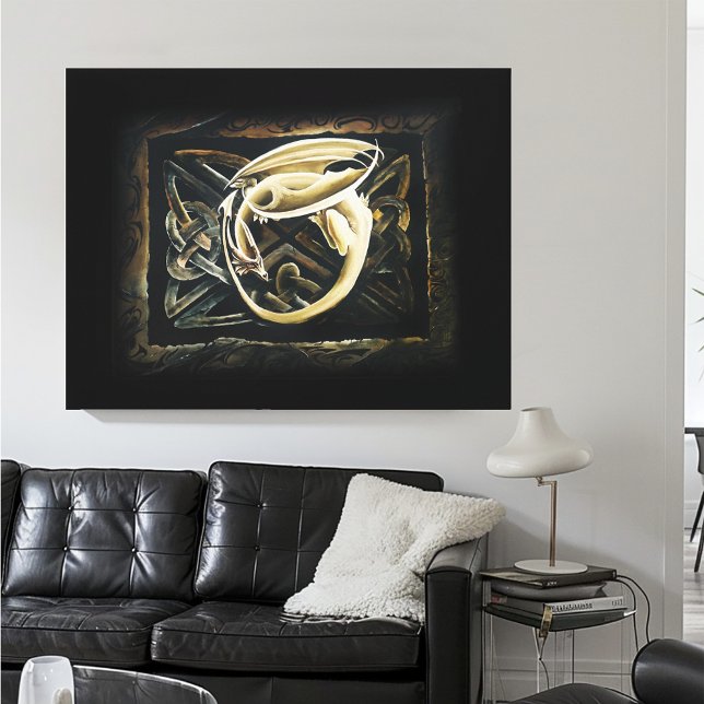 Celtic Knot Work Cream Dragon Canvastryck (Skapare uppladdad)