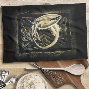 Celtic Knot Work Cream Dragon Kökshandduk