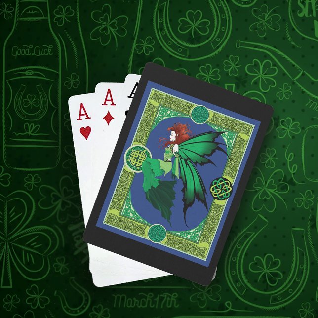 Celtic Knot Work Grönt Fairy Casinokort (Skapare uppladdad)