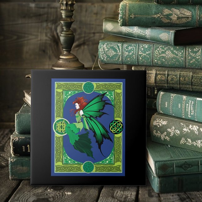 Celtic Knot Work Grönt Fairy Kakelplatta (Skapare uppladdad)