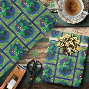 Celtic Knot Work Grönt Fairy Presentpapper