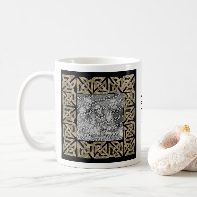 Celtic Knots Sepia Personlig Photo Kaffemugg (Med munk)