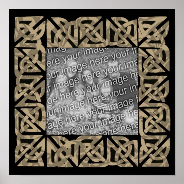 Celtic Knott Brown Ram lägger till ditt foto Poster (Framsidan)