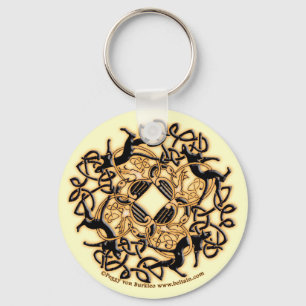 Celtic Knotwork Cats Keychain, White Nyckelring