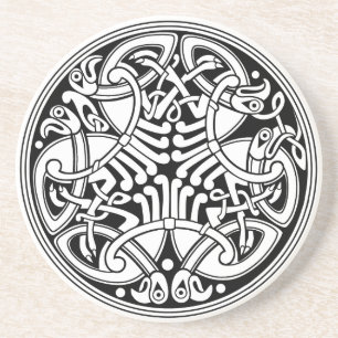 Celtic Knotwork cirklar design med fåglar Underlägg Sandsten