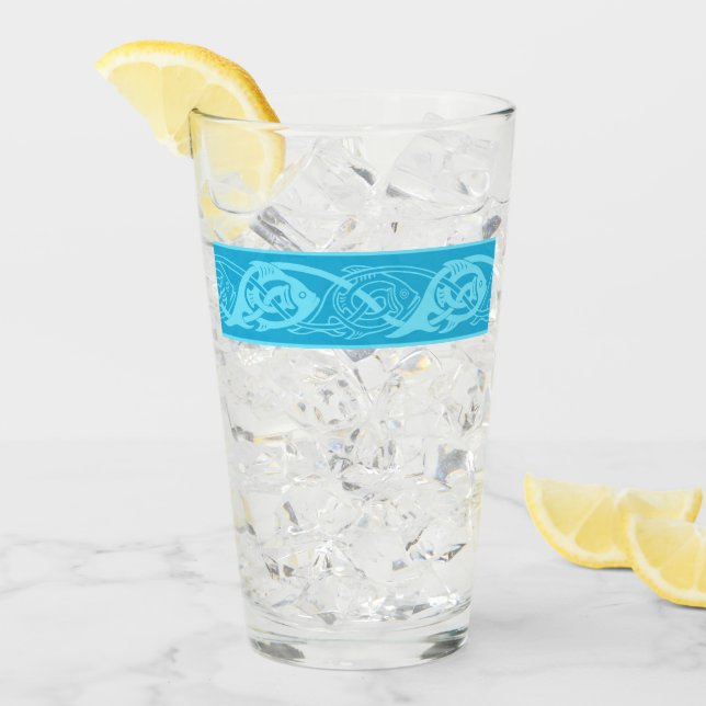 Celtic Knotwork Fish in Blue Glaskopp (Framsida Ice)