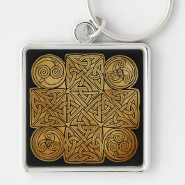 Celtic Knotwork Kor Fyrkantig Silverfärgad Nyckelring
