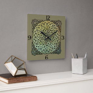 Celtic Knotwork Mandala Fyrkantig Klocka