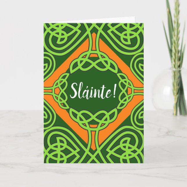 Celtic Knotwork Sláinte St. Patrick's Day Card Kort (Framsida)