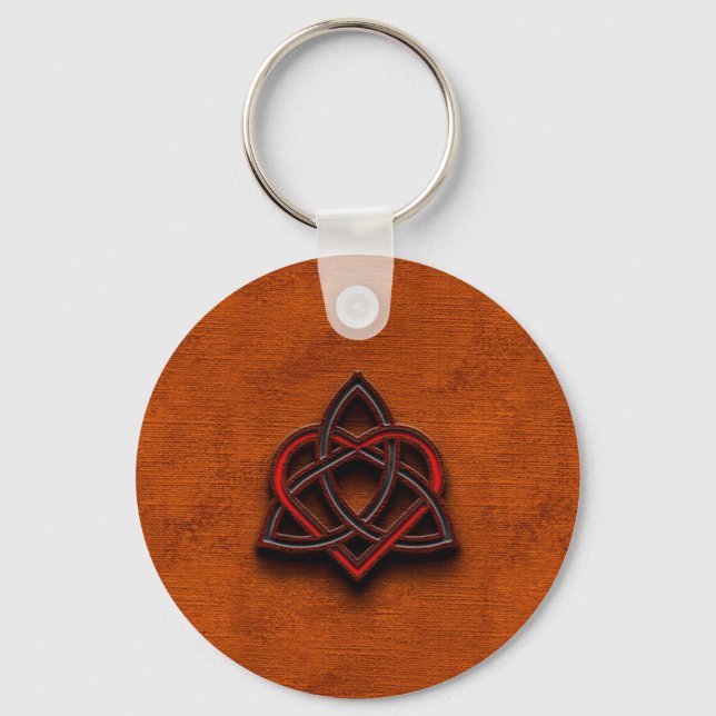 Celtic Knotwork Valentine Heart Canvas Struktur 1 Nyckelring (Framsida)
