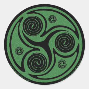 Celtic konstklistermärke, Triskel design #4 Runt Klistermärke