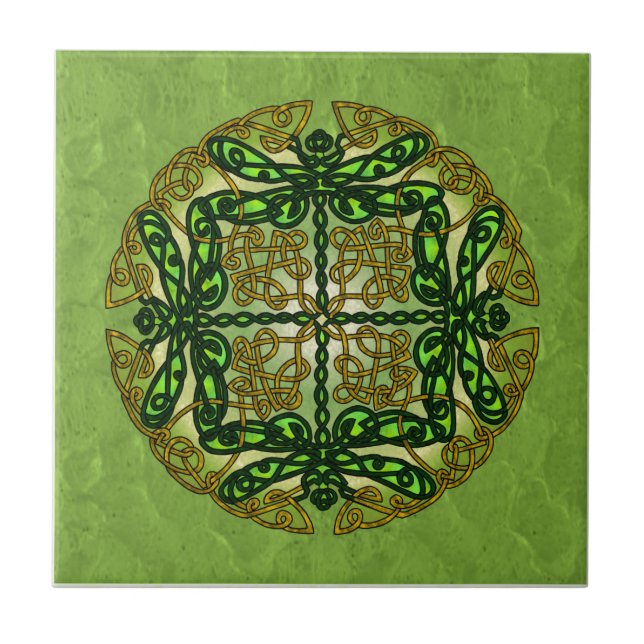 Celtic konstsländor - grönt kakelplatta (Framsidan)