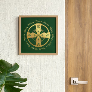 Celtic Kor Alleluia Guld på Grönt Skriv ut Poster