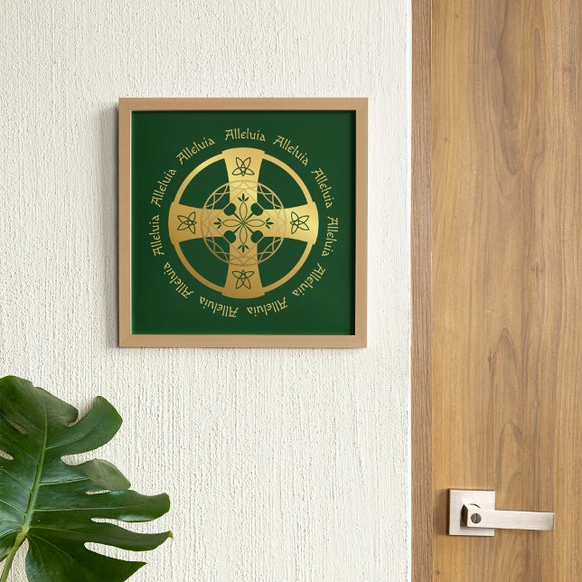 Celtic Kor Alleluia Guld på Grönt Skriv ut Poster (Skapare uppladdad)
