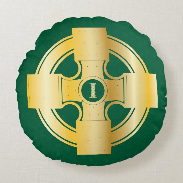 Celtic Kor Celtic Knot Brev I Monogram Rund Kudde (Framsidan)