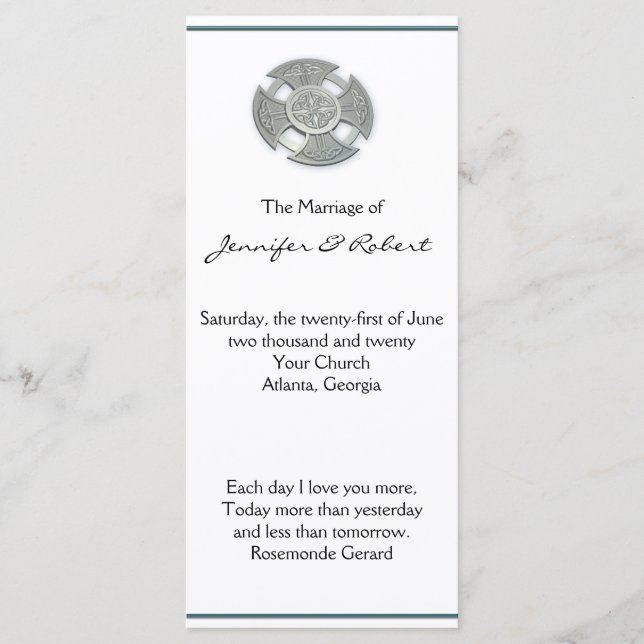 Celtic Kor i Silver och Vita Bröllopsprogrammet Program (Framsida)