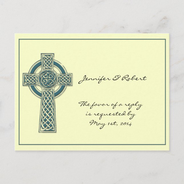 Celtic Kor i Teal Ivory OSA Postcard Inbjudan Vykort (Framsida)