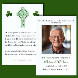 Celtic Kor Irish Funeral Memorial Prayer Cards Visitkort