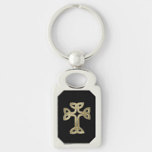 Celtic kor knot rektangulärt silverfärgad nyckelring