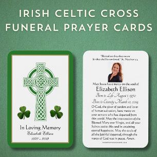 Celtic Kor Shamrocks Funeral Memorial Prayer Visitkort