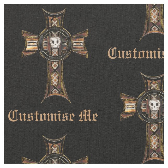 Celtic Kor & Skull (Guld) Tyg (Närbild)
