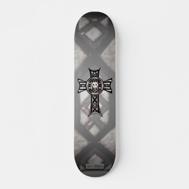 Celtic Kor & Skull (Silver) Skateboard Bräda 20,5 Cm (Framsida)