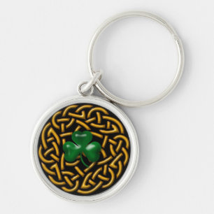 Celtic kran och Shamrock Rund Silverfärgad Nyckelring