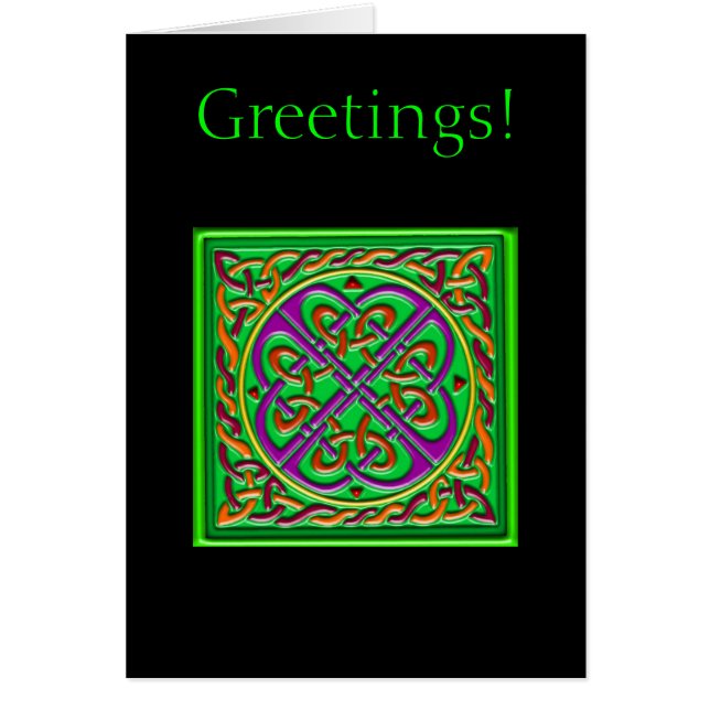 Celtic kvadrerar grönt hälsningskort (Framsidan)