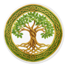 Celtic Livets träd med Grönt och Guld accenter