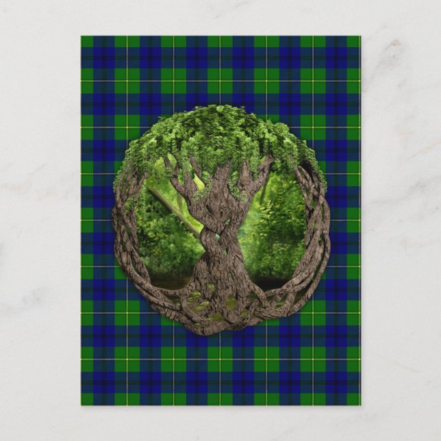 Celtic Livets träd och Klan Johnston Tartan Vykort (Framsida)