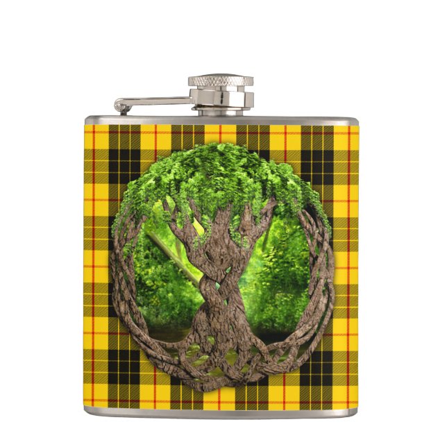 Celtic livets träd- och klanMacLeod Tartan Fickplunta (Framsidan)
