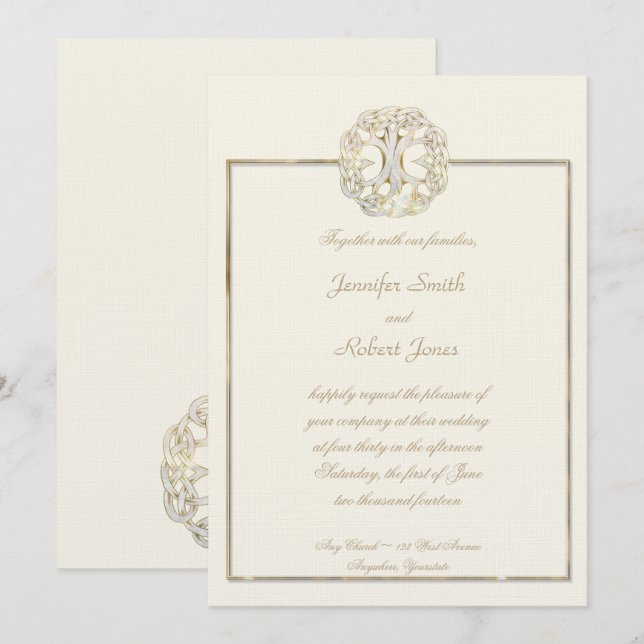 Celtic Livets träd Thistle Wedding bjudande Inbjudningar (Fram/baksida)