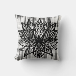 Celtic Lotus Mandala – Minimalist Black and White  Kudde