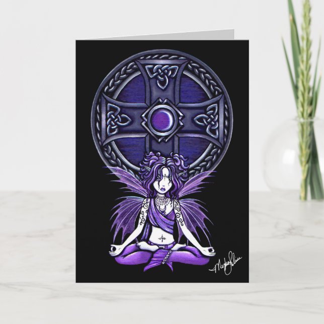 Celtic Lotus Meditation Fairy Card Kort (Framsida)