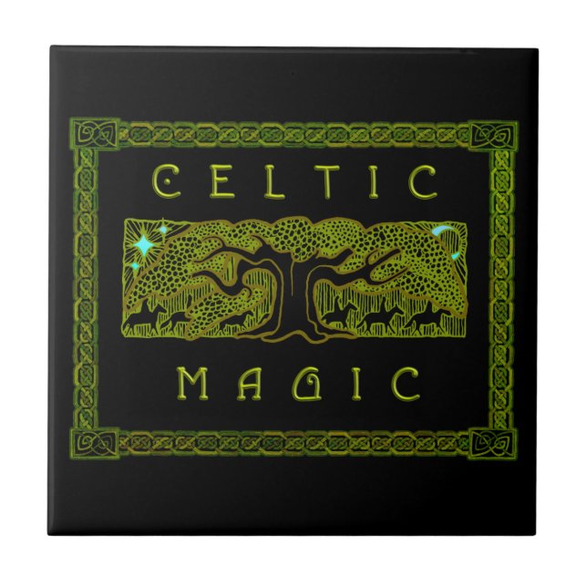 Celtic Magic - Underbara Träd Kakelplatta (Framsidan)