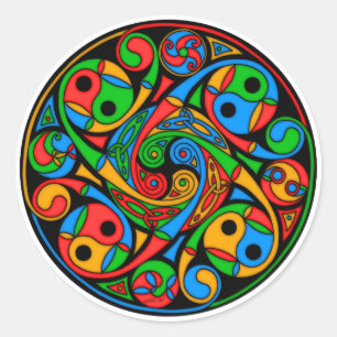 Celtic målat glassspiral runt klistermärke