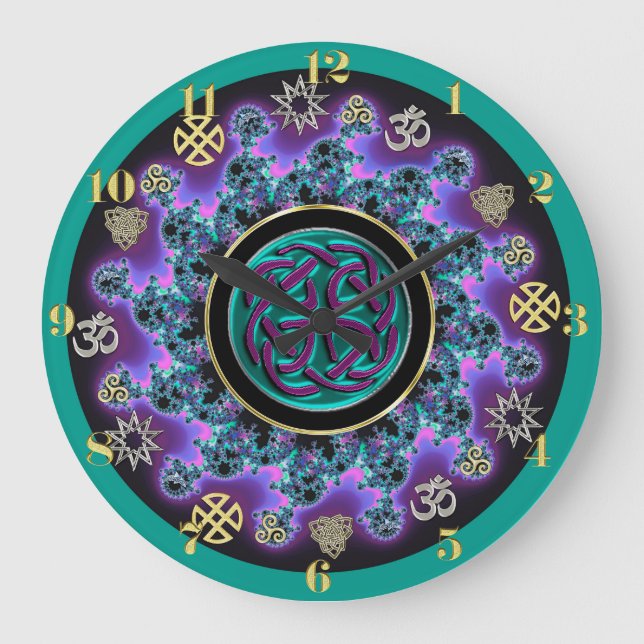Celtic Mandala med mystiska symboler Stor Klocka (Framsida)