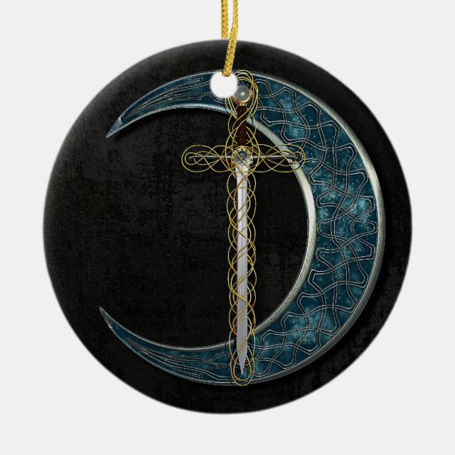 Celtic måne julgransprydnad keramik (Framsidan)