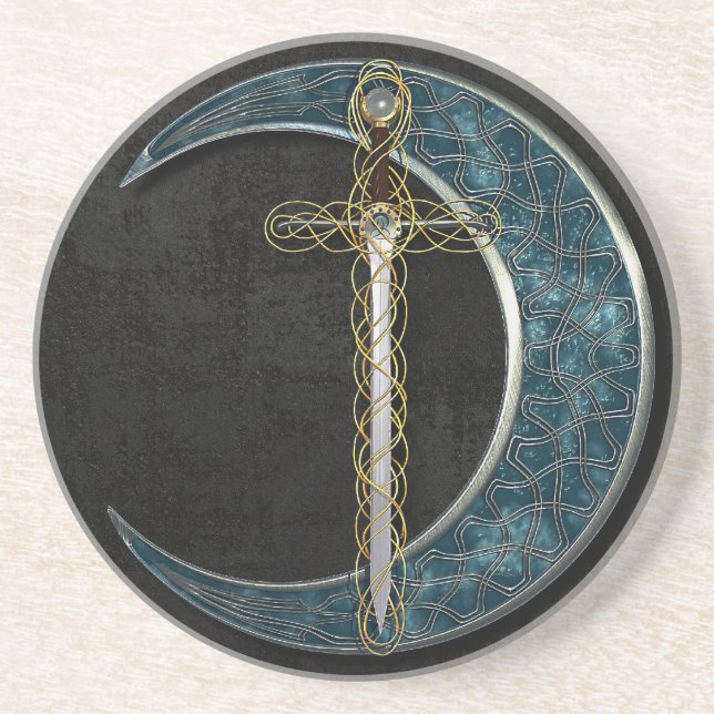 Celtic måne och svärd underlägg sandsten (Framsidan)