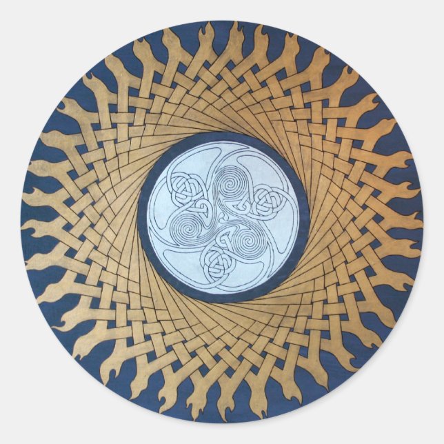 Celtic Måne Runt Klistermärke (Framsida)