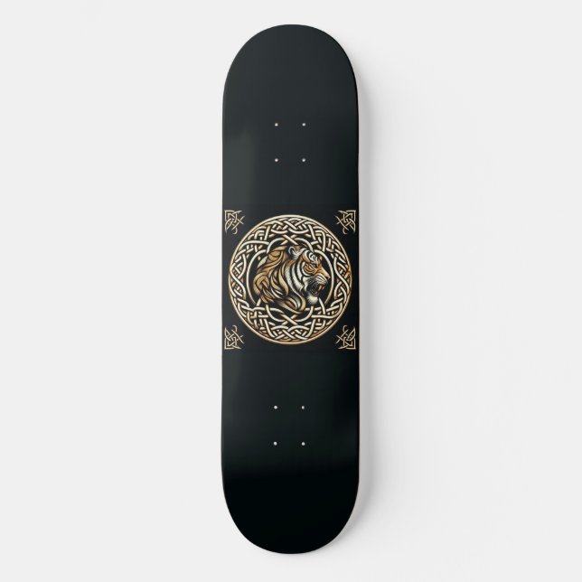 Celtic Maned Tiger Mini Skateboard Bräda 18,5 Cm (Framsida)