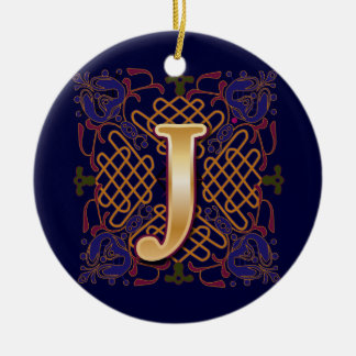 Celtic Monogrambrev J Julgransprydnad Keramik