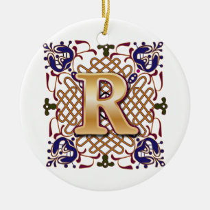 Celtic Monogrambrev R Julgransprydnad Keramik