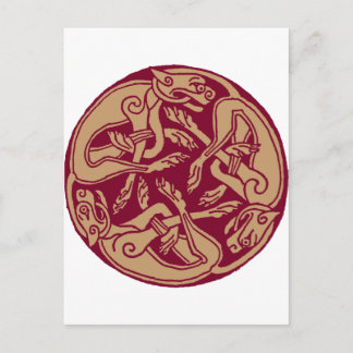 Celtic mönster med hundar - bordeaux och beige vykort