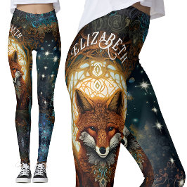 Celtic Moonlit Fox Personlig Enchanting Fox Leggings